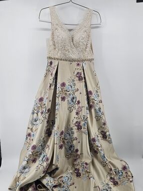 Dave & Johnny Floral Brocade Lace Bodice Prom Formal Gown Dress Size 7/8 No Alt.